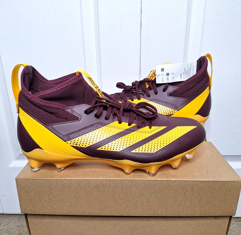 Adidas Adizero Impact Maroon Yellow Football Cleats JQ6551 size 12